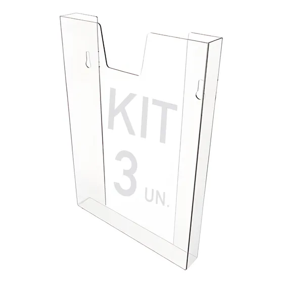 Kit 3 Displays Porta Folha Prontuário Parede A4 Acrílico Ps