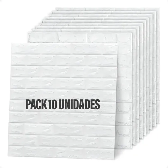 Revestimiento de Pared Blanco Autoadhesivo 3D Tipo Ladrillo - Otec Pack 10 | Cuotas sin interés
