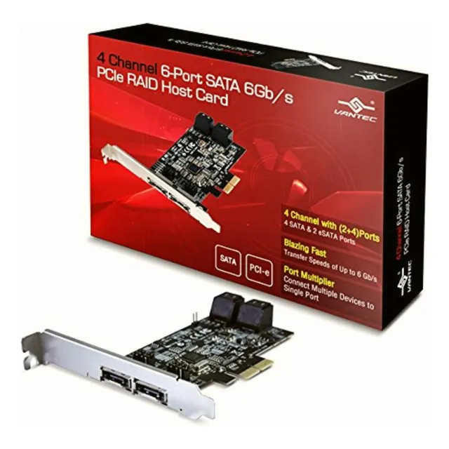 Vantec Ugt-st644r Tarjeta De Host Raid Pcie De 4 Canales Y 6