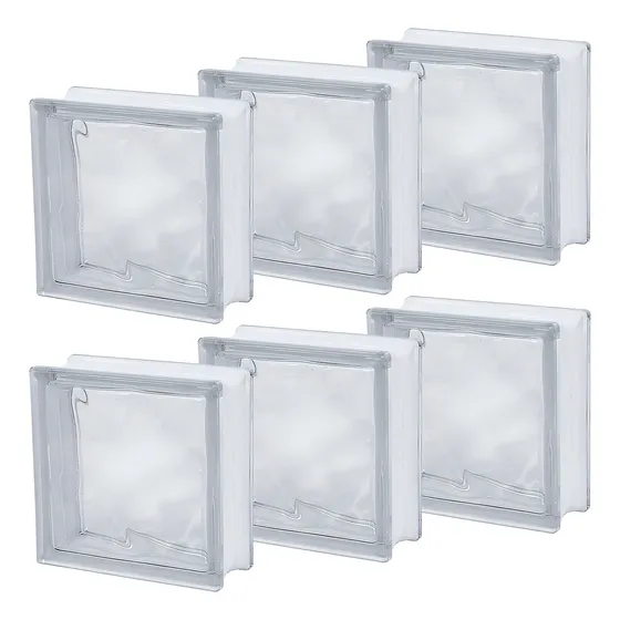 Kit de 6 ladrillos de vidrio 19 x 19 cm bloque incoloro Visual Comfort