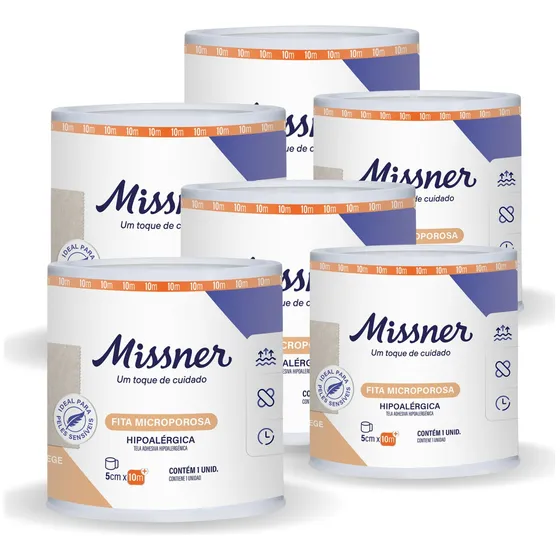 Micropore Missner 5cmx10m Bege Fita Hipoalérgica - 6 Uni