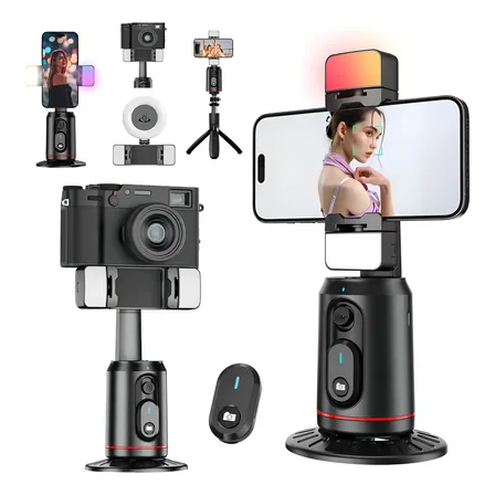 Estabilizador Gimbal Koscheal Q02 Para Celular com Rotação 360°, IA e Luz de Preenchimento