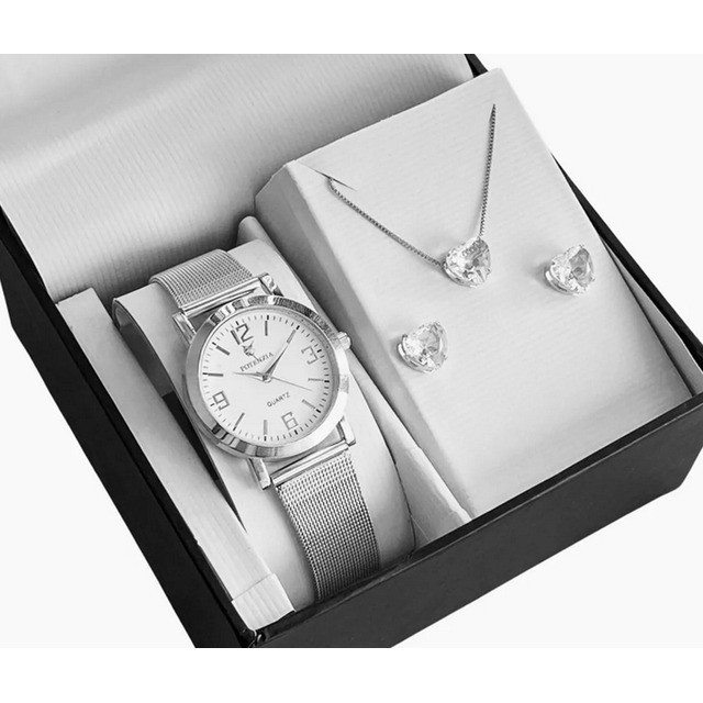 Relógio Quartz Feminino Prova D Água + Kit Colar E Brincos Relógio Quartz Feminino Prova D Água + Kit Colar E Brincos