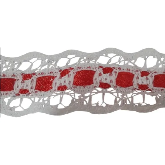 Encaje Pasaliston  30m X 2 Cm Varios Colores , Rojo