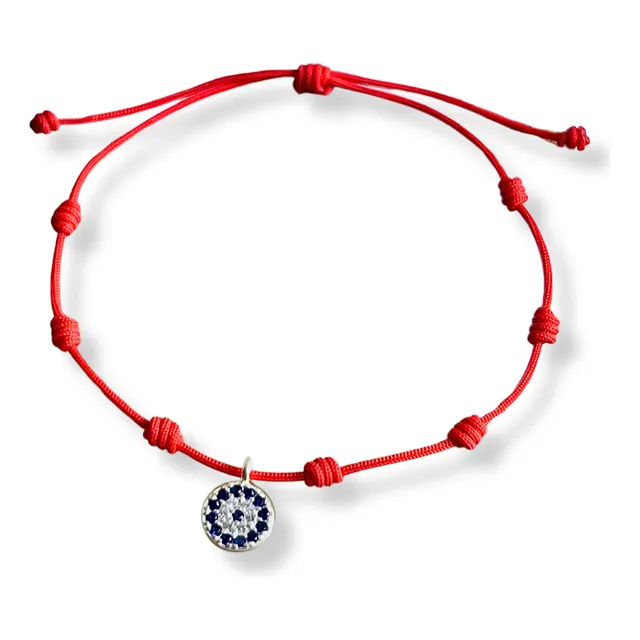 Pulsera Hilo Rojo Ojo Turco 7 Nudos Unisex