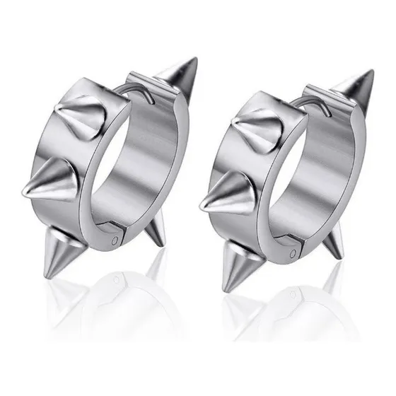 Aros Argollas Punk Hombre Mujer Con Puntas De 13mm - Acero 