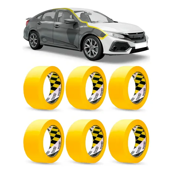 Kit 6 Fitas Crepe Automotiva Adelbras Amarela 48mmx40m Larga