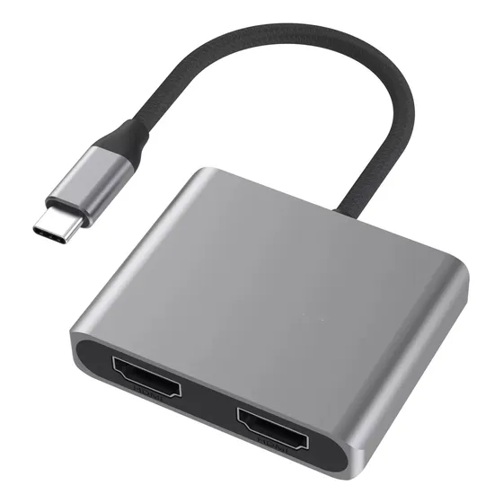 Hub Usb Adaptador Usb-c Para Hdmi Duplo Dois Monitores Hd 4k