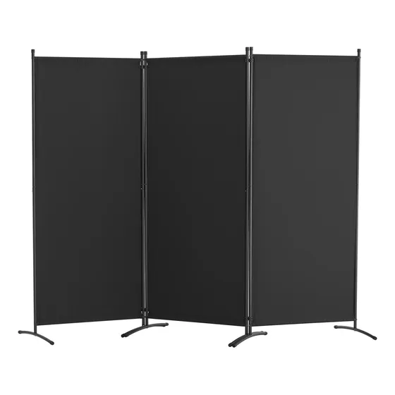 Biombo Divisor Tela 102x71in, 3 Paneles, Plegable Negro