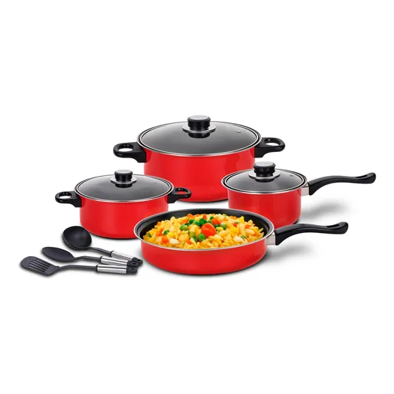 Juego De Ollas De 10 Pzas Con Utensilios De Cocina Sujoya