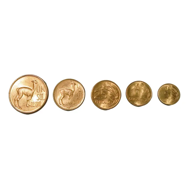 5 Monedas De La Colección De La Vicuña - Moneda Sol De Oro