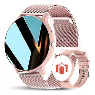 Smartwatch Mertto Zl02 Pink 1.39 Pulsera De Acero/silicona Blanca Con Diseño De Pulsera De Malla Smartwatch Mertto Zl02 Pink 1.39 Pulsera De Acero/silicona Blanca Con Diseño De Pulsera De Malla