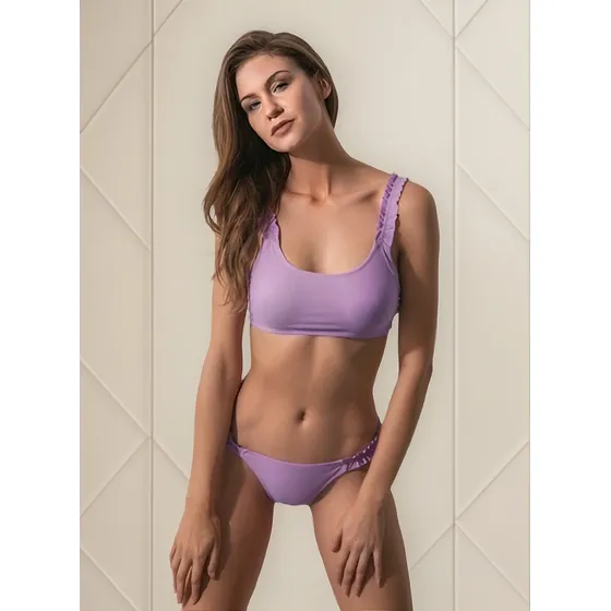 Bombacha Colaless Elástico Volados Bikini Malla Cocot 12733