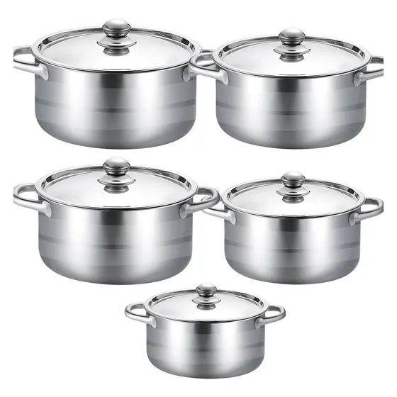 Juego De 5 Ollas Con Tapa Acero Inoxidable, Ollas Para Sopa