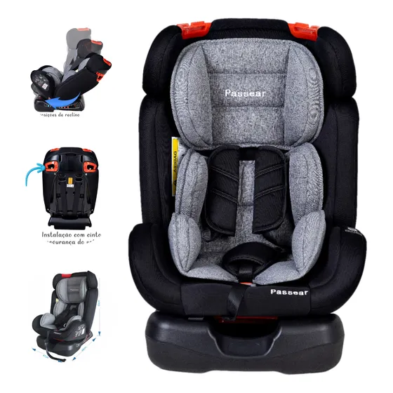 Cadeirinha Infantil Reclinável Star 0 A 36 Kg Preta E Cinza