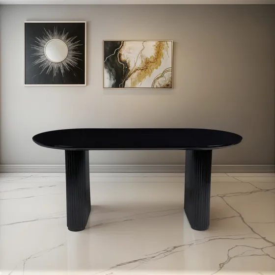 Mesa Living Comedor Moderna Ovalada Mod. Donna 160x90cm Negro Brillante Negro
