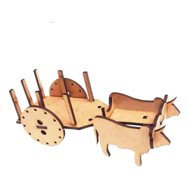 Kit 15 Mini Carro Carroça De Boi 16 Cm Mdf Cru Fazendinha