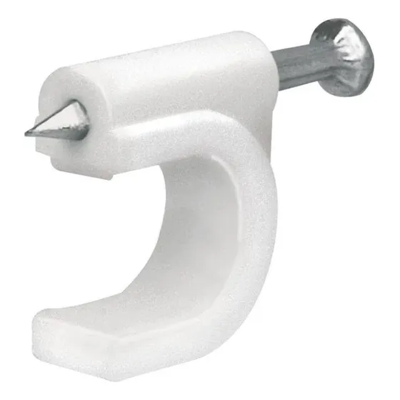 Grapa Blanca Para Cable Con Clavo De 7mm Marca Covo (100)