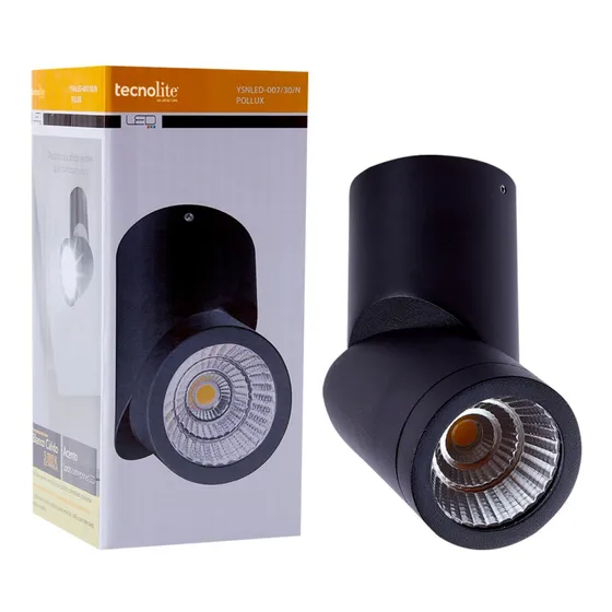 Lampara De Techo Riel Led Pollux Negro 7w 3000k Tecnolite