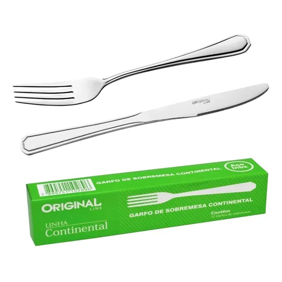Jogo Garfo Faca Inox Sobremesa Buffet - 24 Peças