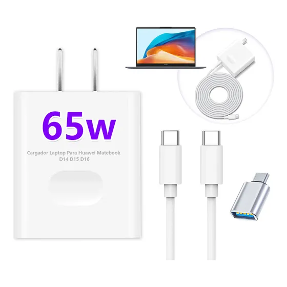 65w Cargador Laptop Para Huawei Matebook D16 D15 Tipo C 20v