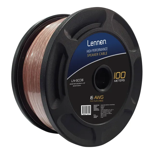 Cable De Audio Lennon Bocinas Audio Automotriz 16awg 100 M