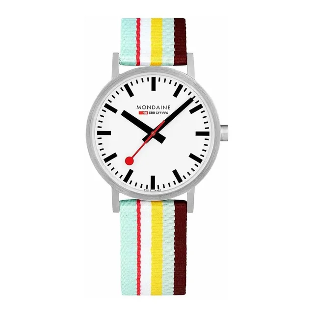 Reloj Clásico De Cuarzo Con Correa Textil Multicolor P...