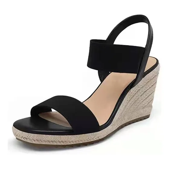 Sandalias Con Plataforma Para Mujer, Alpargatas Elásticas [u