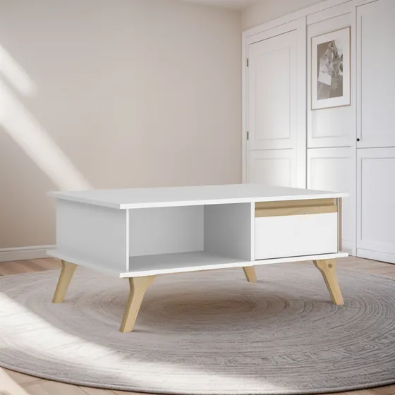 Mesa Ratona Combinada Madera Blanco/miel