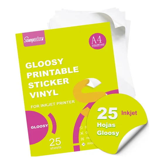 Vinil Adhesivo Para Impresión Inkjet A4 25 Hojas Blanco Gloosy Stampcolour