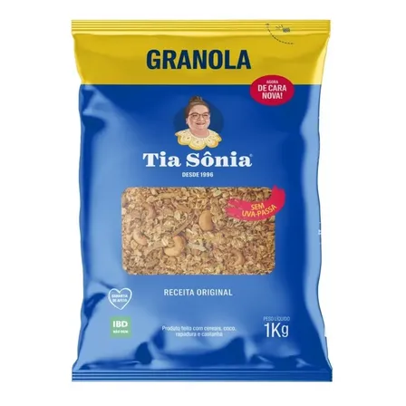Granola Tradicional Tia Sônia 1kg Sem Uva Passa  Sabor Natural E Equilíbrio Para O Seu Dia