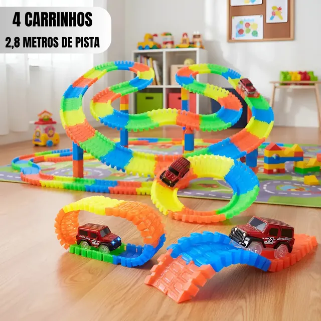 Trilha Maluca: pista de 2,8 m e quatro carrinhos