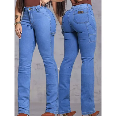 Calça Jeans Country Feminina Carpinteira Rodeio Cowgirl