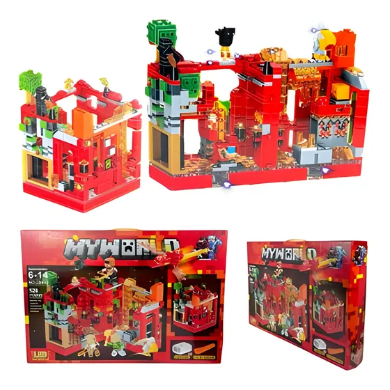 Bloques Construcción Mundo Minecraft Con Luz Led Set 614pcs 614 Minecraft