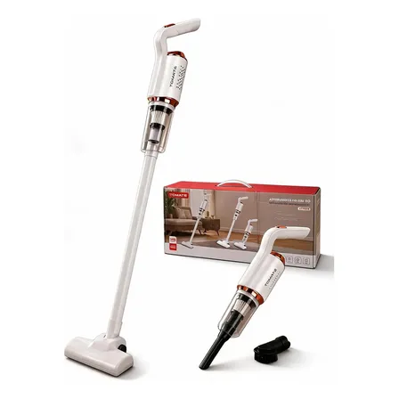 Aspirador De Pó 2 Em 1 Vertical Portátil Sem Fio Hepa 120w Branco E Cobre 127/220v