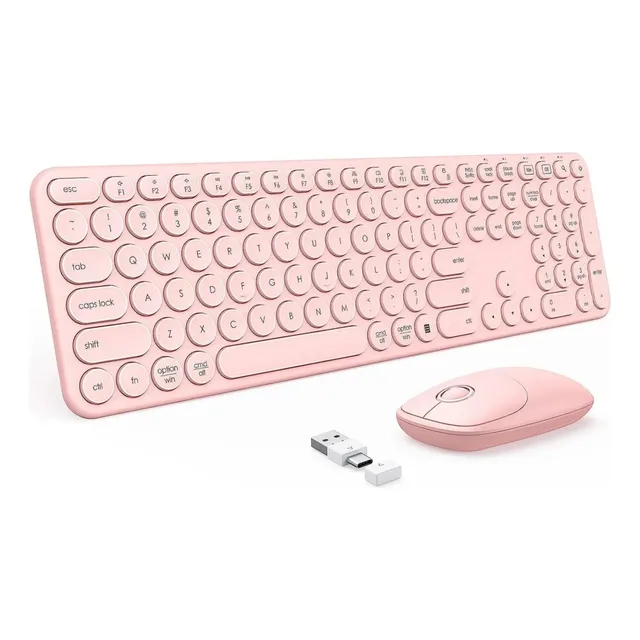 Combo Mouse Y Teclado Inalámbrico Seenda Wgjp-073-3 Rosado