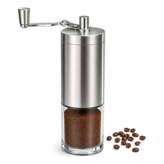 Moedor De Café Grãos Manual Compacto Em Inox Ajuste De Moagem Inox Fácil Limpeza Encaixe Marca Logda