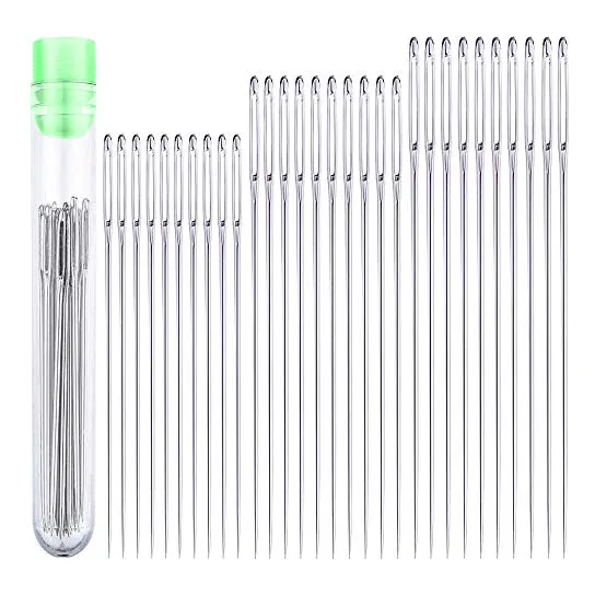 30 Large Eye Stitching Needles - 3 Sizes - Big Eye Hand...