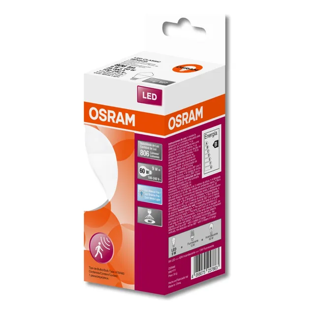 Foco Led Cla60 Sensor 9w/865 806lm 25,000h 100-240v-osram