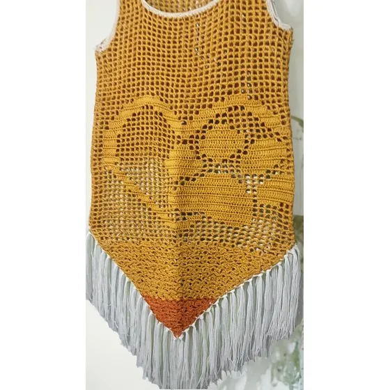 Blusa/chaleco En Crochet.hecha A Mano.dama.t.m/l.nueva.única