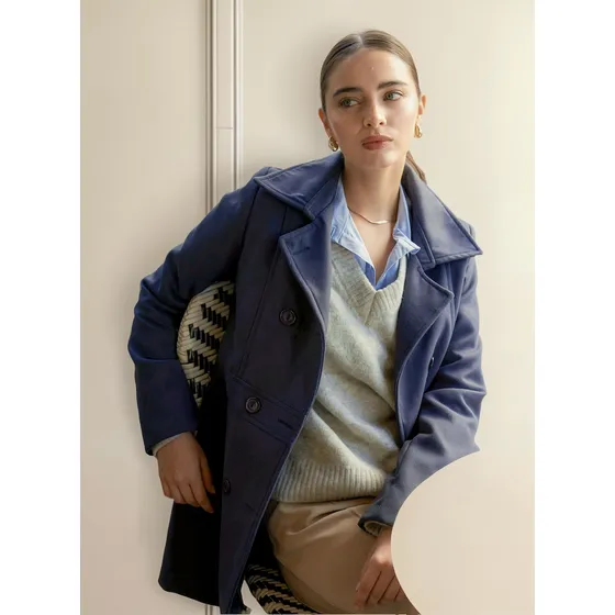Tapado Saco Velour Mujer Mochi Martingala En Espalda