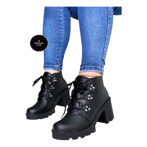 Botines Tacon Medio Para Dama, En Sintetico Y Patente
