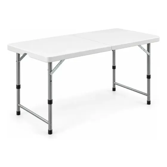 Mesa Plegable EOLAND 120x60 cm Altura Regulable Para Terraza Balcón Picnic Camping Exterior Hogar Portátil