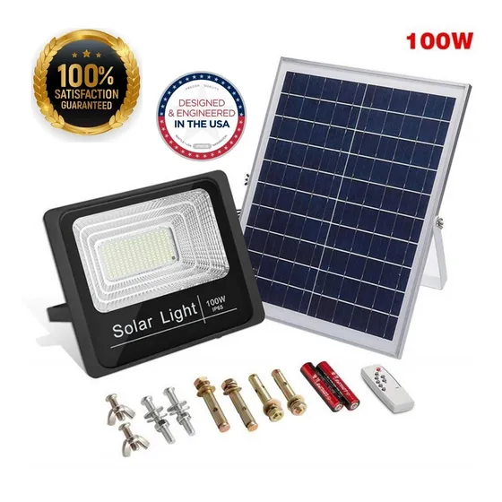 Farol Ip67 100watt Con Panel Solar De Led Blancos Automático