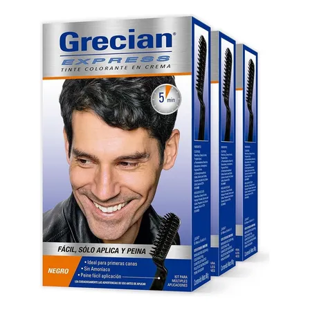 Tinte De Cabello En Crema Grecian Express Negro 3 Pack 80g Cada Tinte De Cabello En Crema Grecian Express Negro 3 Pack 80g Cada