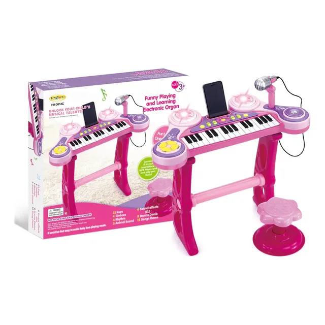 Organeta Piano Infantil Musical Silla Mp3 Azul O Rosado