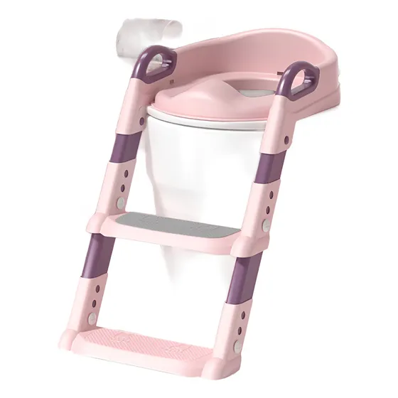 Escalera Asiento Aprendizaje Para Inodoro Water Bebe Niños Color Rosa Claro Escalera Aprendizaje