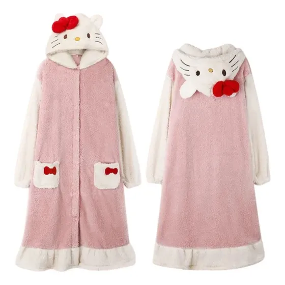 Bata Pijama Felpa Hello Kitty Kuromi Cinnamoroll My Melody