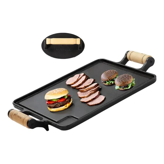 Chapa Bifeteira Lisa De Ferro 28x24 C/ Prensador Hamburguer