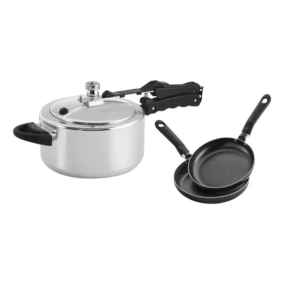 Combo Olla A Presion 4 Litros + Set X2 Sartenes Universal